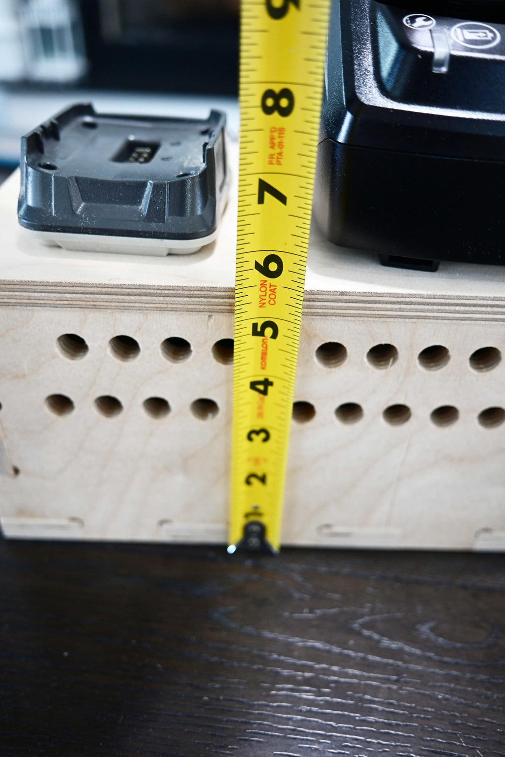 Extra Large Battery Charger & Cable Organizer Box – 28 Inch Heavy Duty Wood Garage Storage