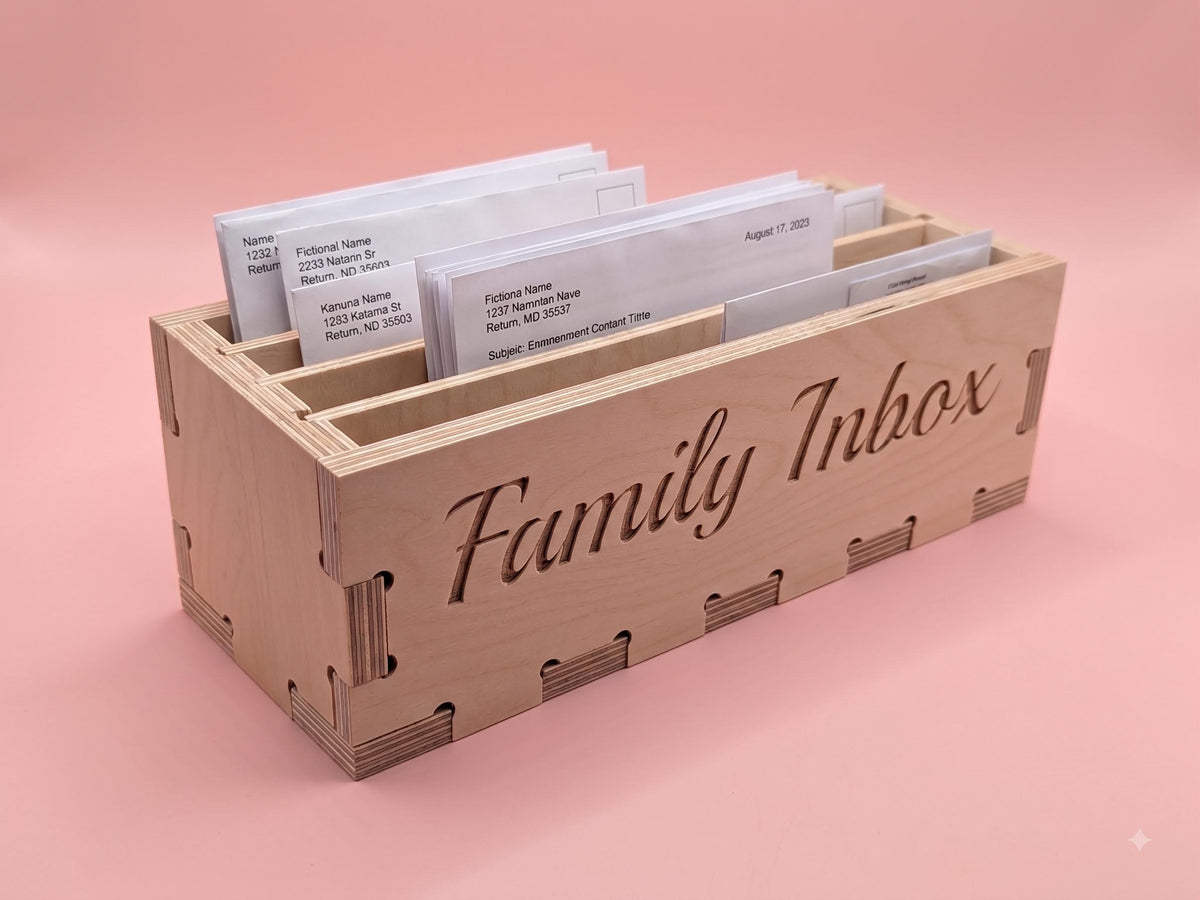 Wooden Countertop Mail Organizer Box – Family Letter & Bill Holder with 4 Slots