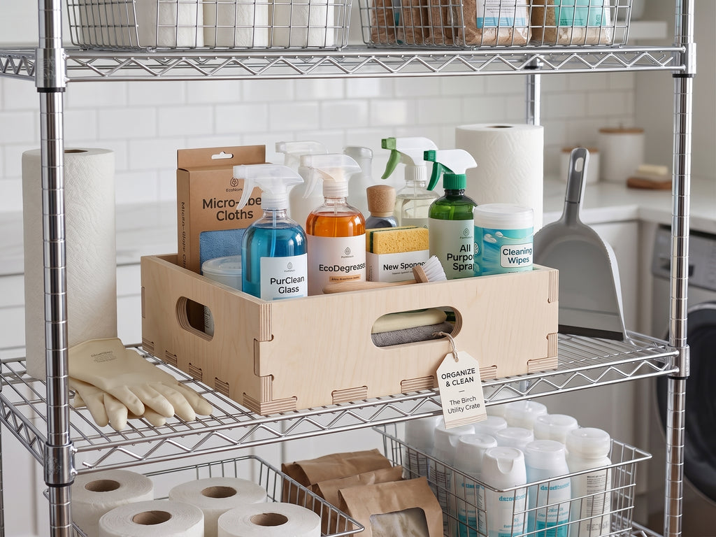 Birch Plywood Storage Crate: Interlocking Cube Shelf Organizer (12.875" W x 14" D x 4.3" H)