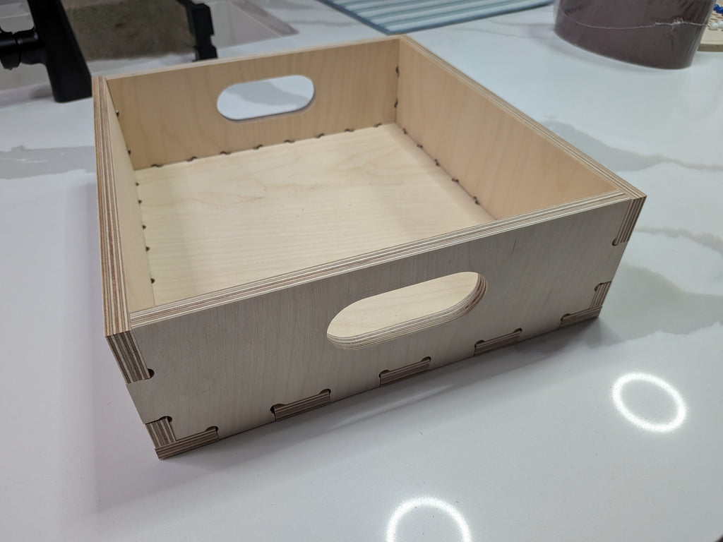Birch Plywood Storage Crate: Interlocking Cube Shelf Organizer (12.875" W x 14" D x 4.3" H)