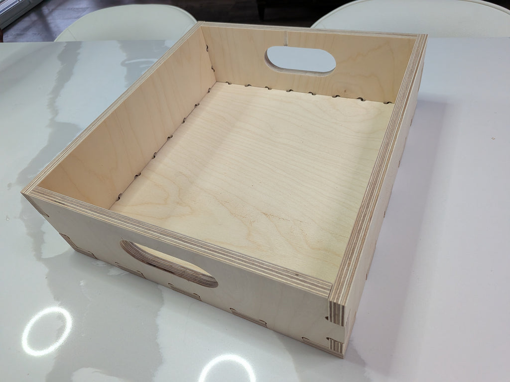 Birch Plywood Storage Crate: Interlocking Cube Shelf Organizer (12.875" W x 14" D x 4.3" H)
