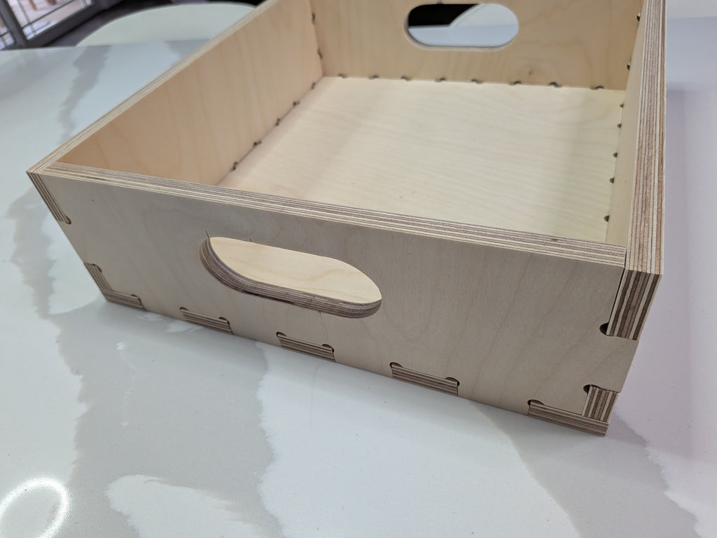 Birch Plywood Storage Crate: Interlocking Cube Shelf Organizer (12.875" W x 14" D x 4.3" H)
