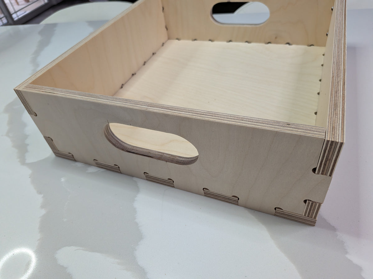 Birch Plywood Storage Crate: Interlocking Cube Shelf Organizer (12.875" W x 14" D x 4.3" H)