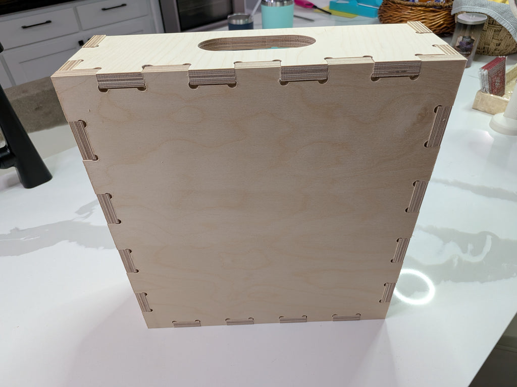 Birch Plywood Storage Crate: Interlocking Cube Shelf Organizer (12.875" W x 14" D x 4.3" H)