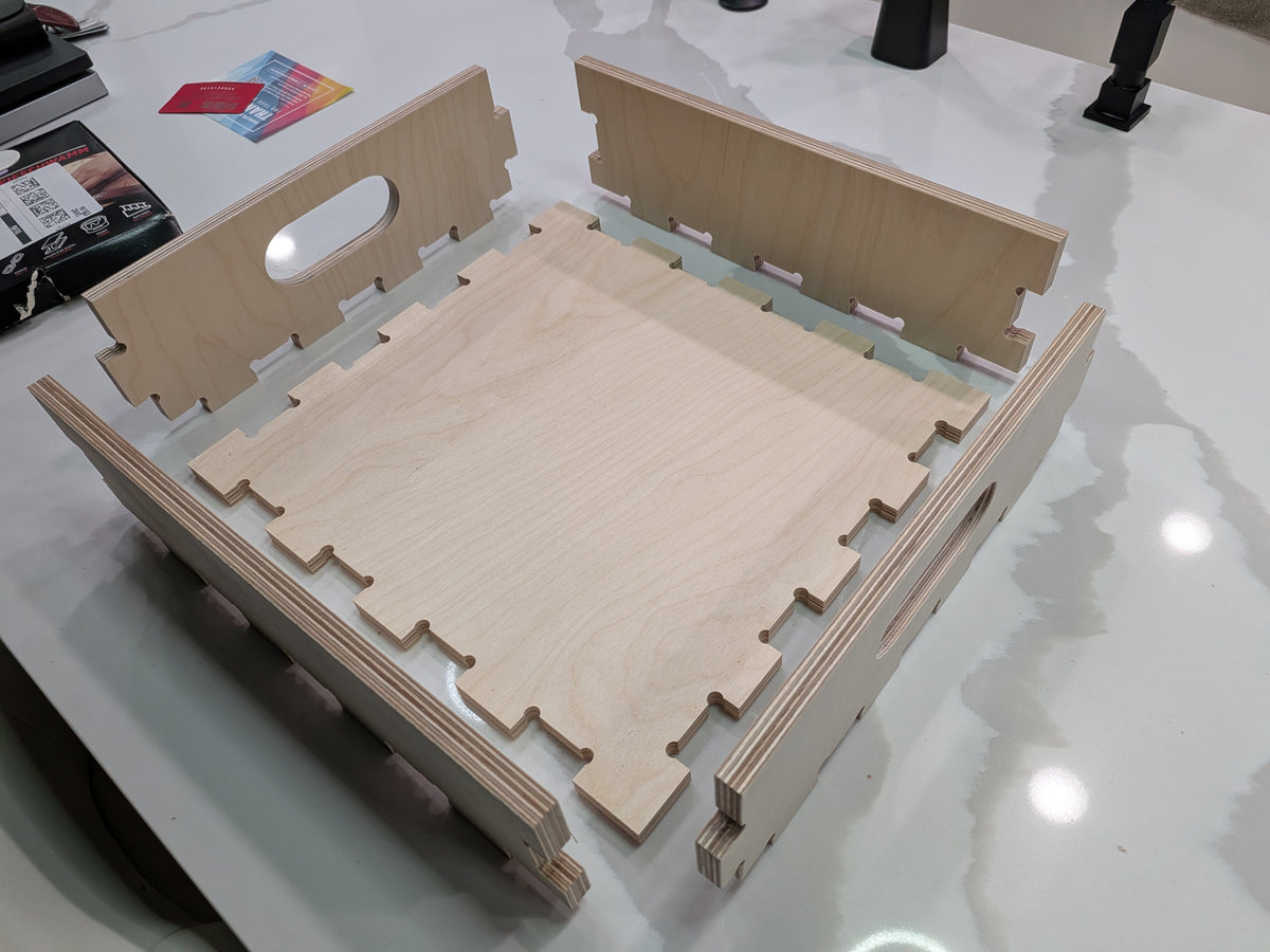 Birch Plywood Storage Crate: Interlocking Cube Shelf Organizer (12.875" W x 14" D x 4.3" H)