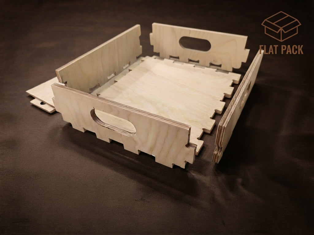 Birch Plywood Storage Crate: Interlocking Cube Shelf Organizer (12.875" W x 14" D x 4.3" H)