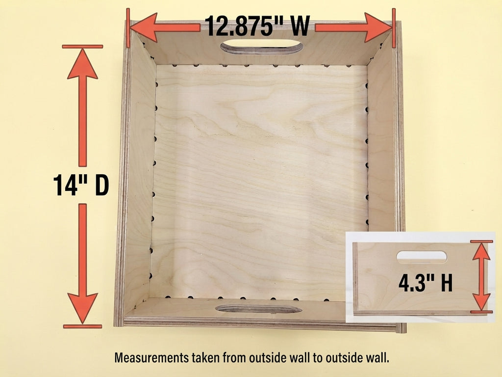 Birch Plywood Storage Crate: Interlocking Cube Shelf Organizer (12.875" W x 14" D x 4.3" H)