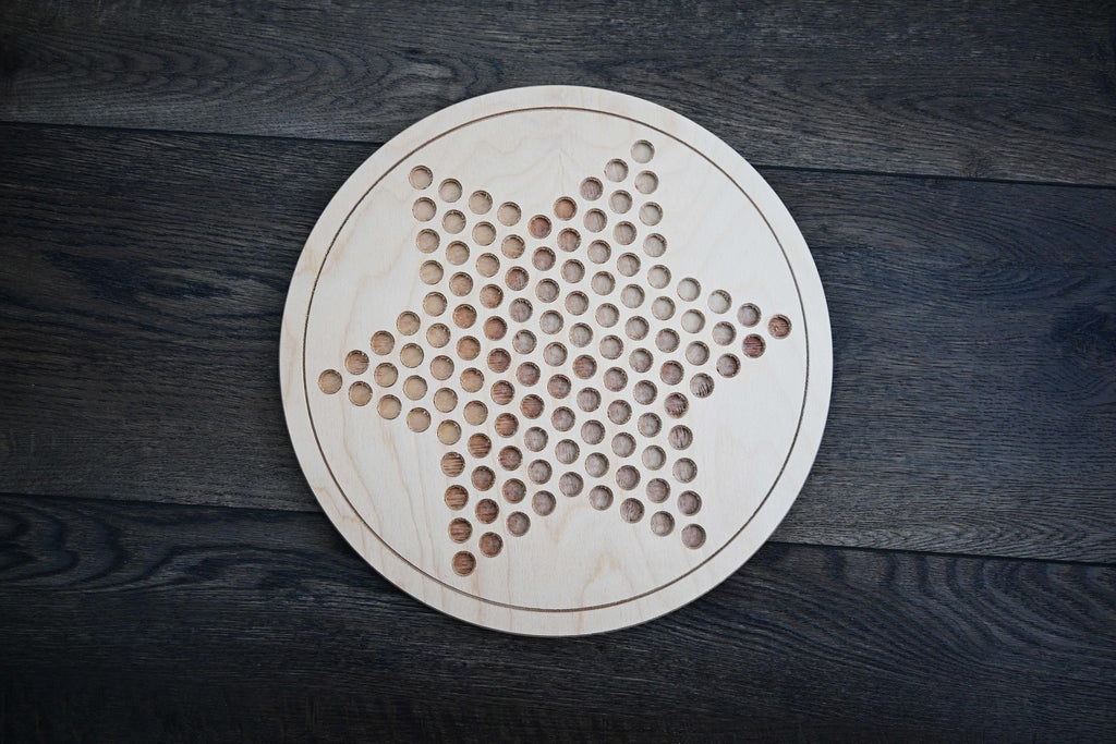Baltic Birch Chinese Checkers Board – 13 Inch Unfinished Wood Family Strategy Game