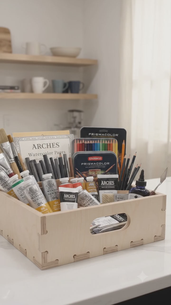 Birch Plywood Storage Crate: Interlocking Cube Shelf Organizer (12.875" W x 14" D x 4.3" H)