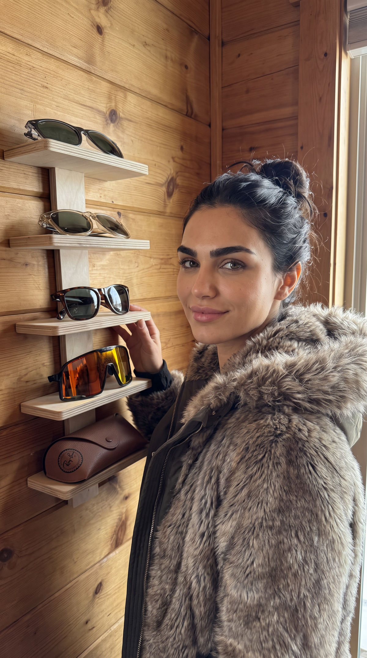 Wooden Sunglasses Organizer – 5-Pair Sunglass & Visor Holder, Freestanding or Wall Mount