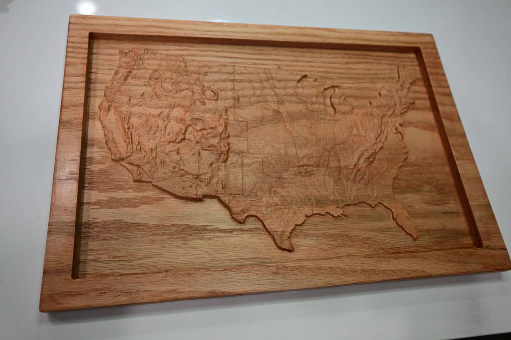 Topographical Continental United States Carving