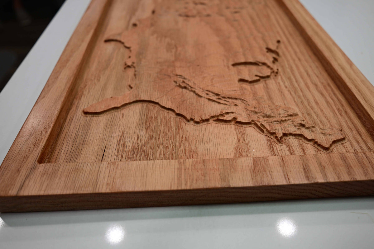 Topographical Continental United States Carving