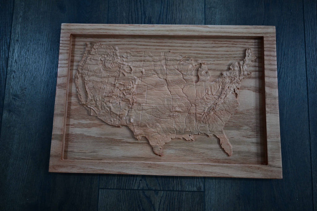 Topographical Continental United States Carving