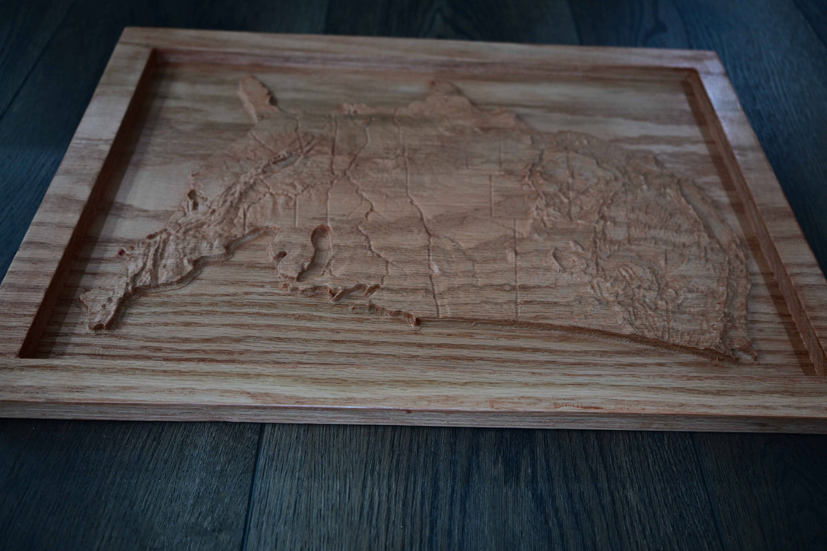 Topographical Continental United States Carving