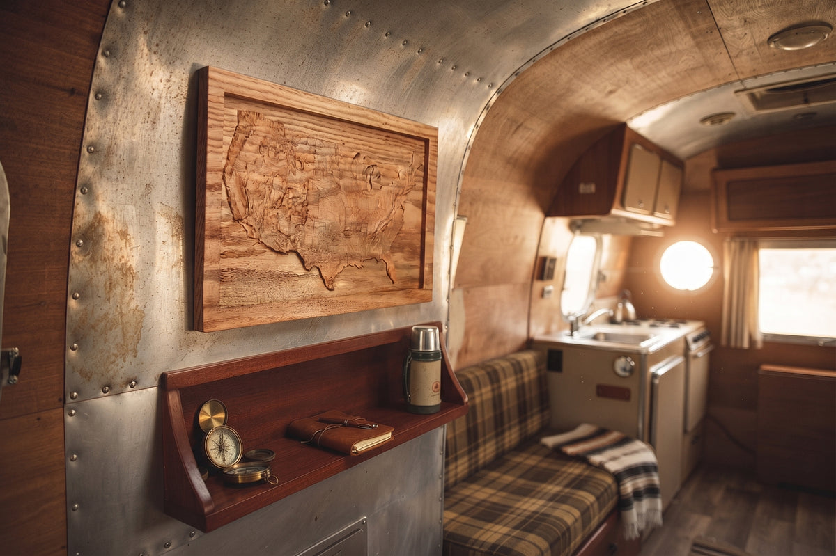 Topographical Continental United States Carving